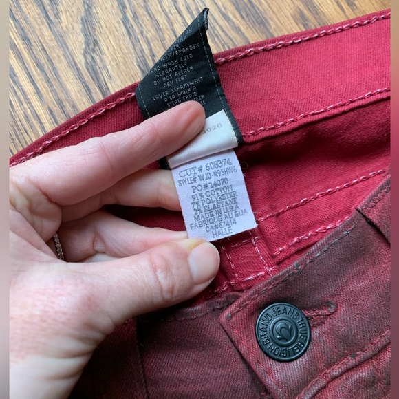 True Religion Skinny Coated Jeans, Dark Red, Size 27 - Picture 6 of 11